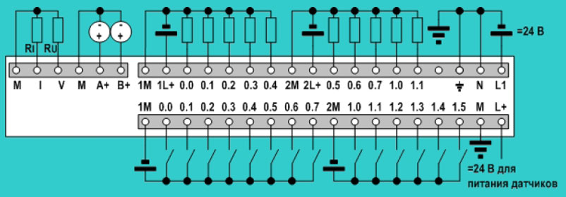 6ES72142AD230XB0 Схема подключения центрального процессора 